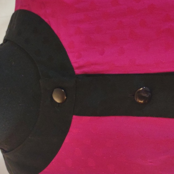 Vintage 80's Hot Pink w/Black Trim Long Sleeved Silk Button Up Blouse Size P8 - Picture 5 of 15